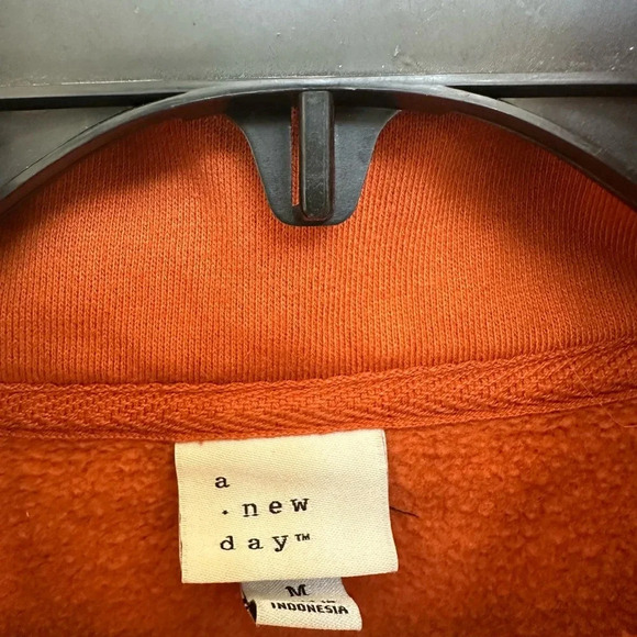 Women's Quarter Zip Sweatshirt - A New Day™ Rust M Fall Cozy - Picture 3 of 6